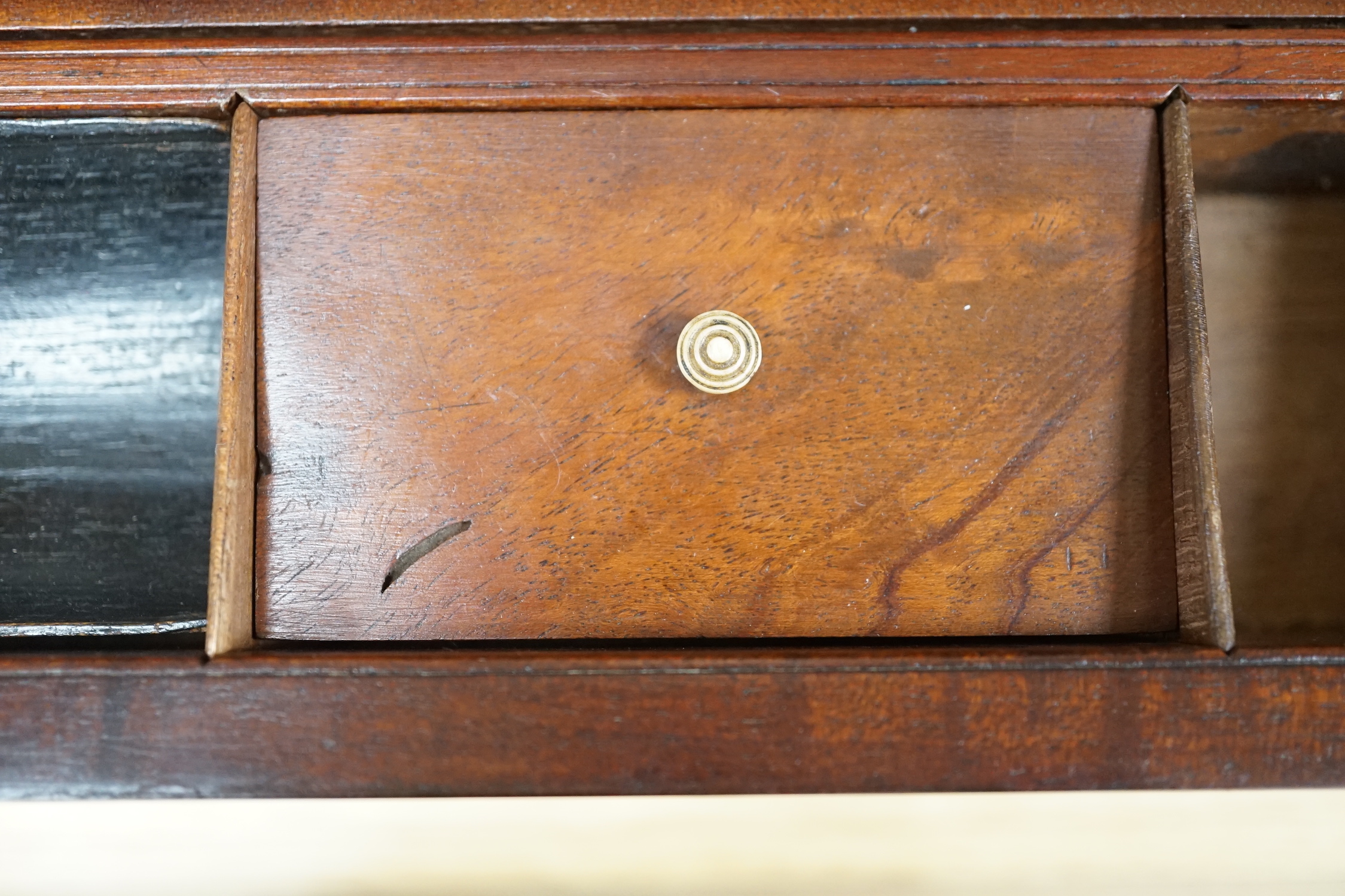 A Victorian brass bound mahogany writing slope, 45cm wide